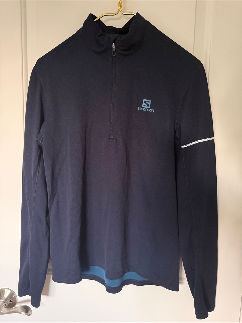 Salomon Men's Dark Navy Half-Zip Pullover with Light Blue Logo